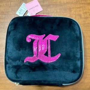 NWT Juicy Couture Cosmetic Bag, black velvet w/ hot pink sequined logo